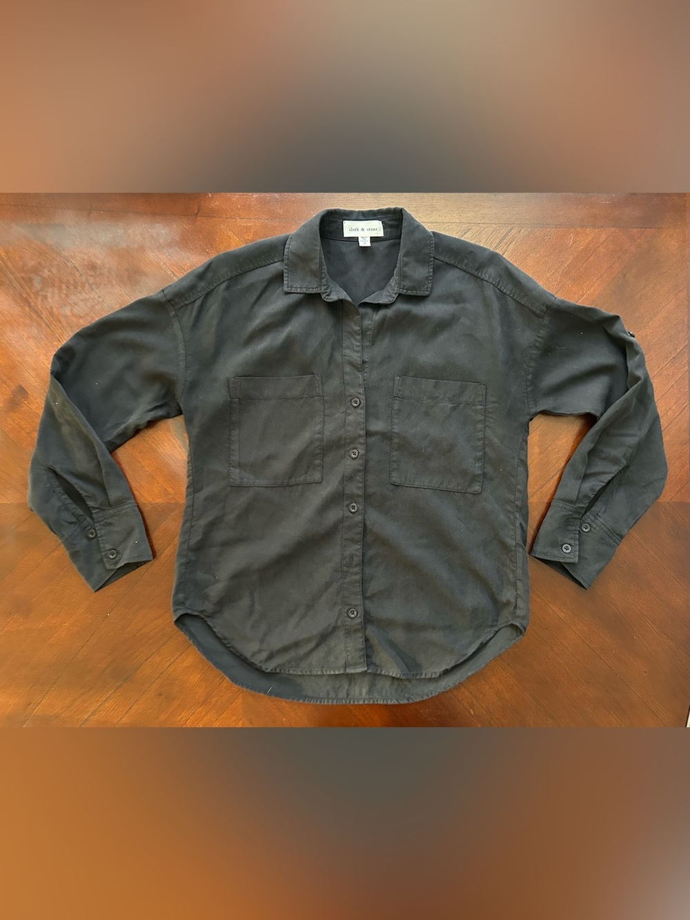 cloth & stone Black Casual Button-Down Shirt size XS